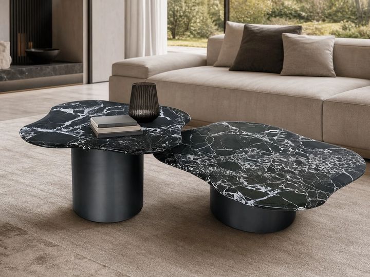 Stone-Top Coffee Table styled in a FADIOR HOME interior setting