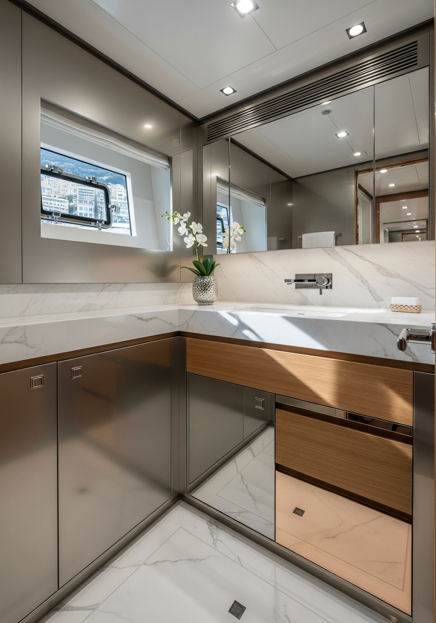 Fadior Monaco Superyacht Interior — bathroom compact view