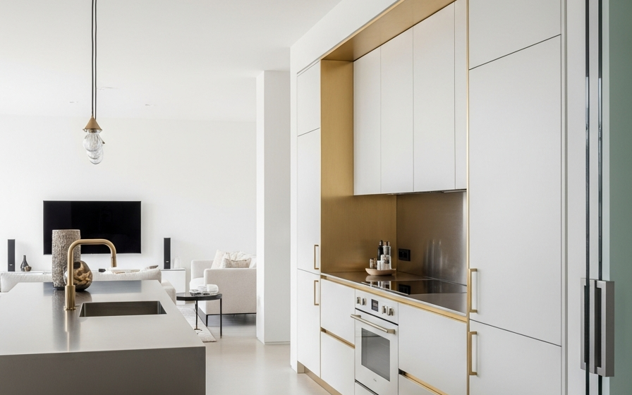 Fadior Berlin Mitte Apartment — 304 stainless steel kitchen system, architectural view