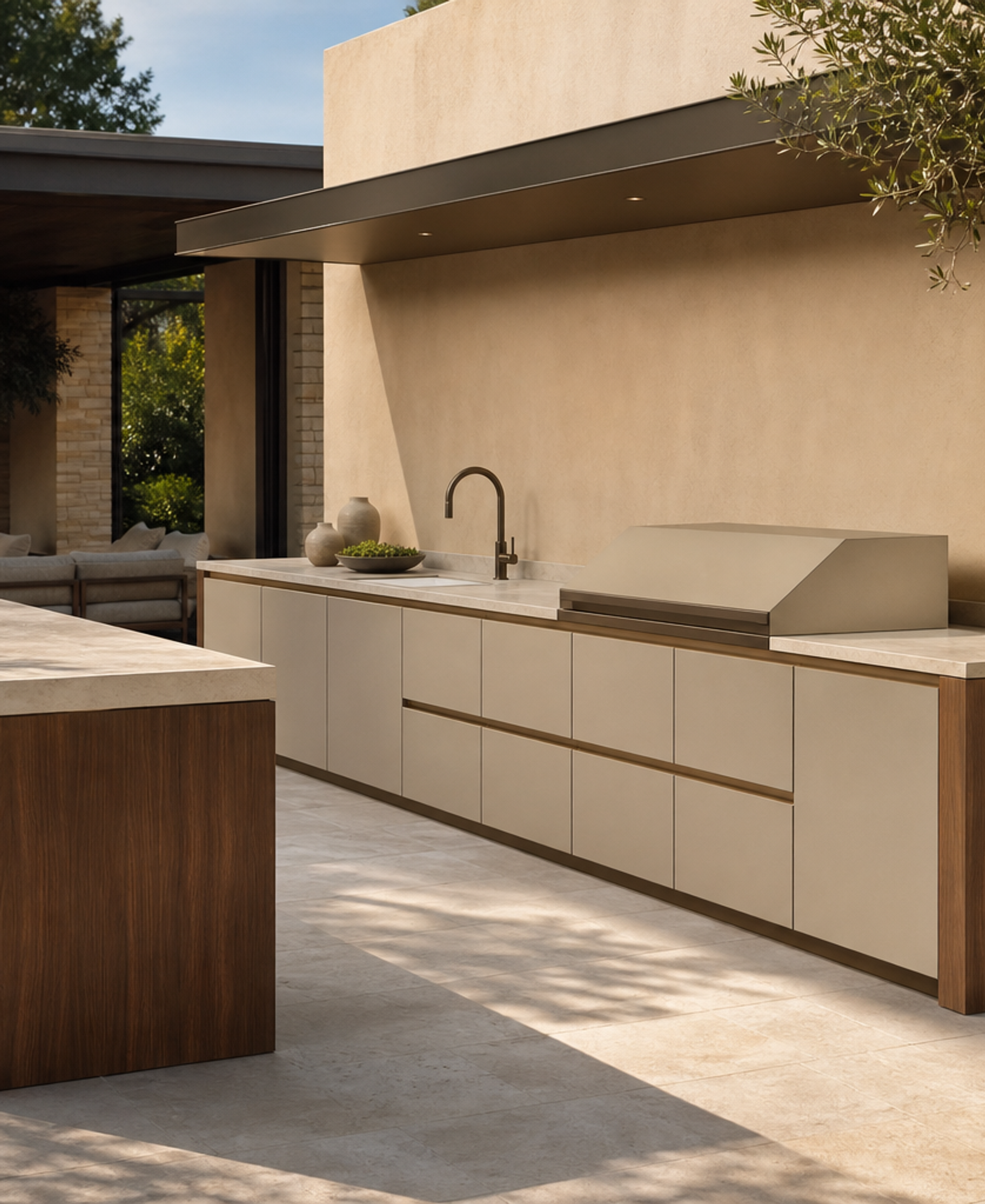 Fadior Vantage Outdoor Kitchen Suite with Pavilion Prep Wall — 304 stainless steel outdoor kitchen system, front view