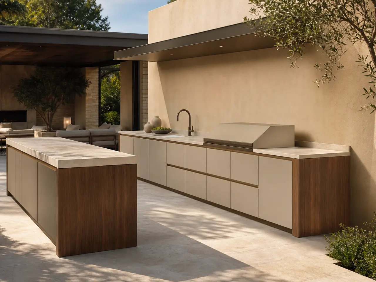 Fadior Vantage Outdoor Kitchen Suite with Pavilion Prep Wall — 304 stainless steel outdoor kitchen system, front view