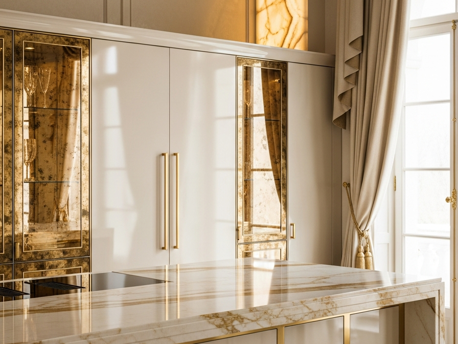 Fadior Abyss Golden Mirage Island — 304 stainless steel kitchen system, front view