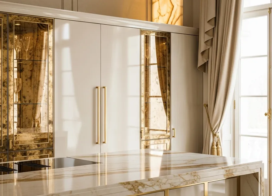 Fadior Abyss Golden Mirage Island — 304 stainless steel kitchen system, front view