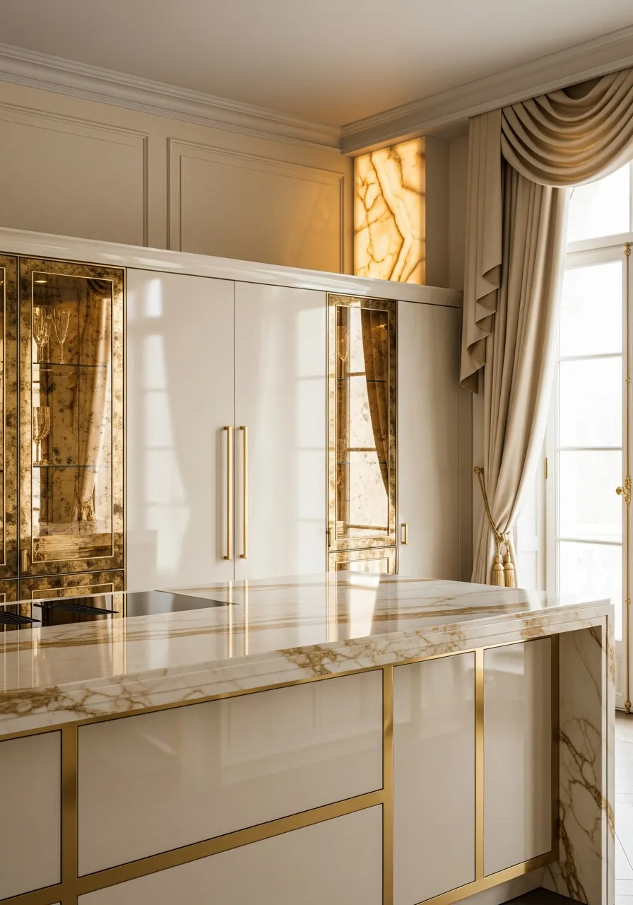 Fadior Abyss Golden Mirage Island — 304 stainless steel kitchen system, front view
