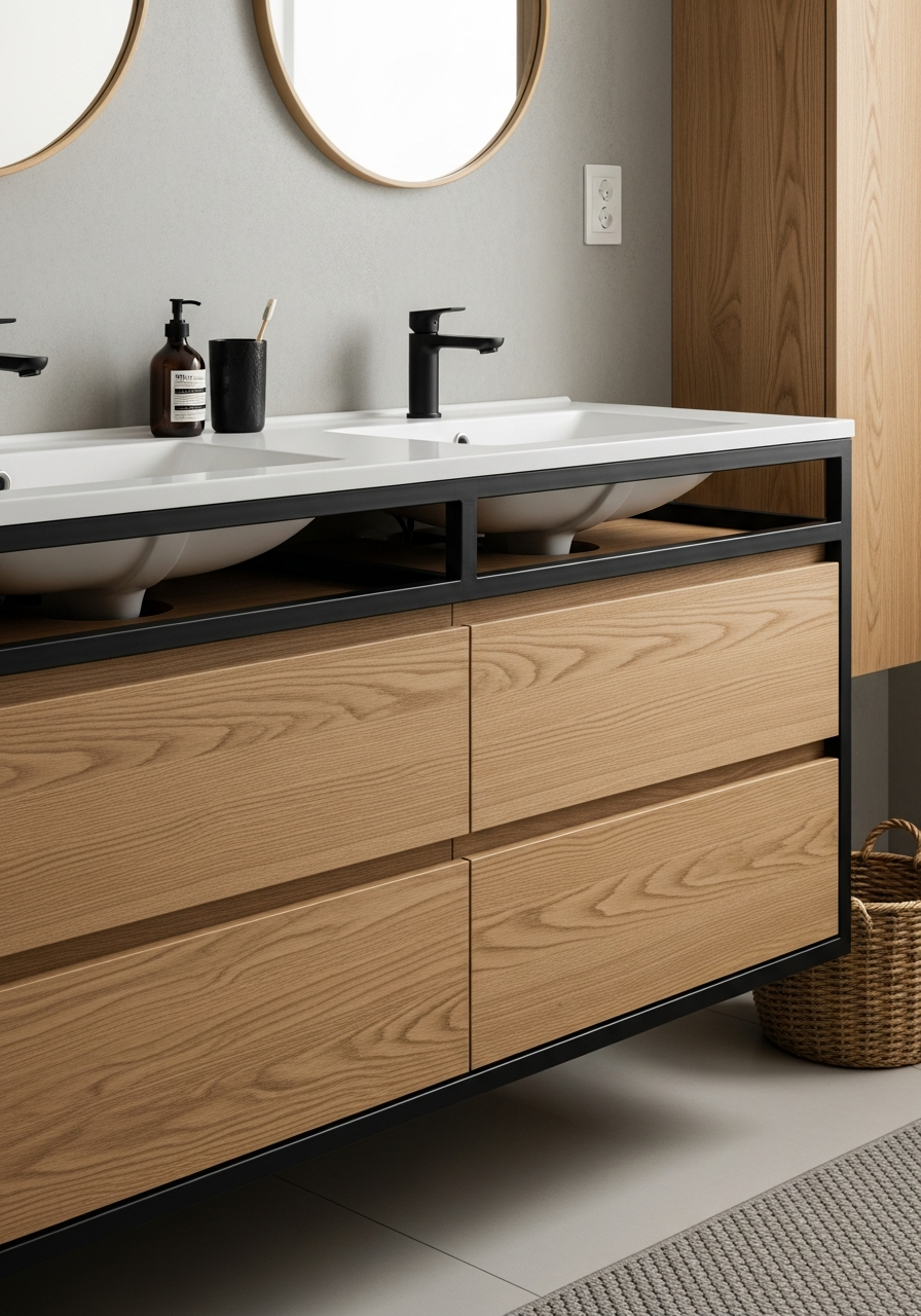 Fadior Acqua Bath and Vanity Suite — close-up of stainless steel finish and hardware detail