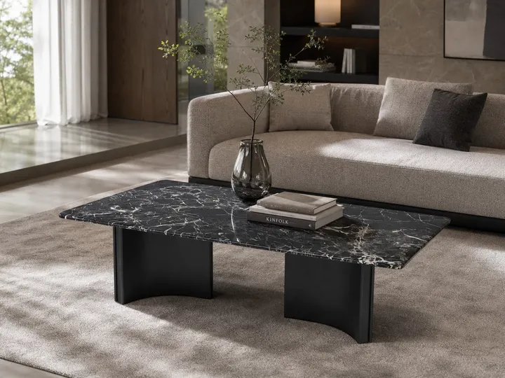 Mesa de centro rectangular de mármol