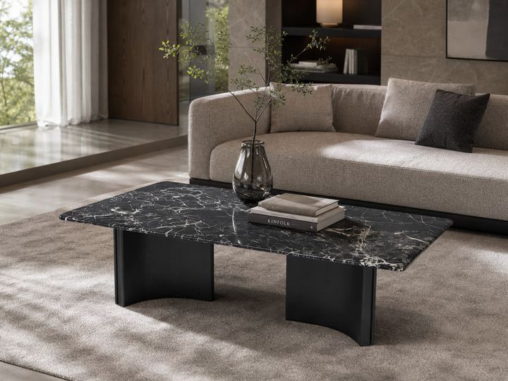 Stone-Top Coffee Table styled in a FADIOR HOME interior setting