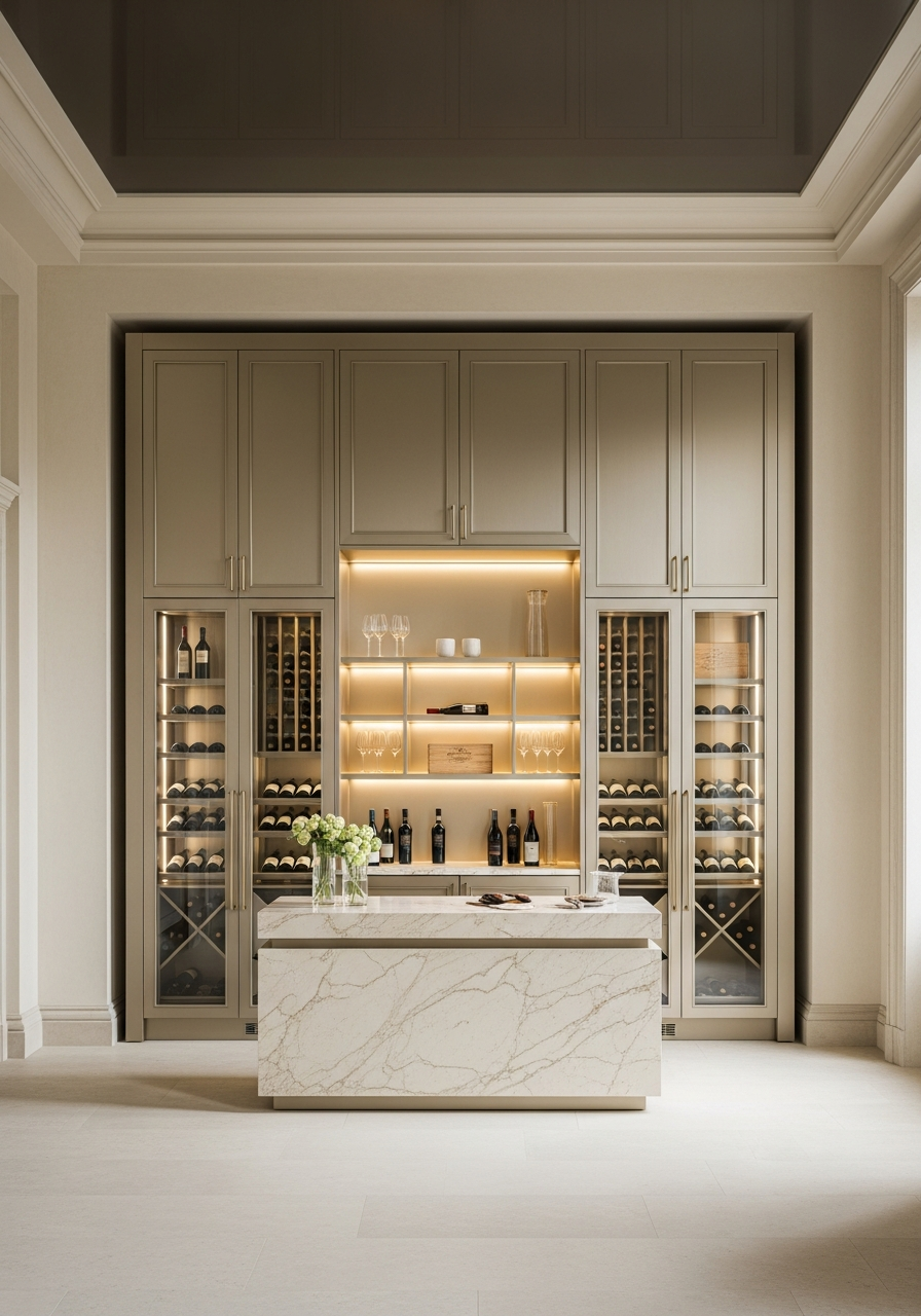 Fadior Grotto Wine Cabinet Suite — 304 stainless steel wine cabinet system, front view