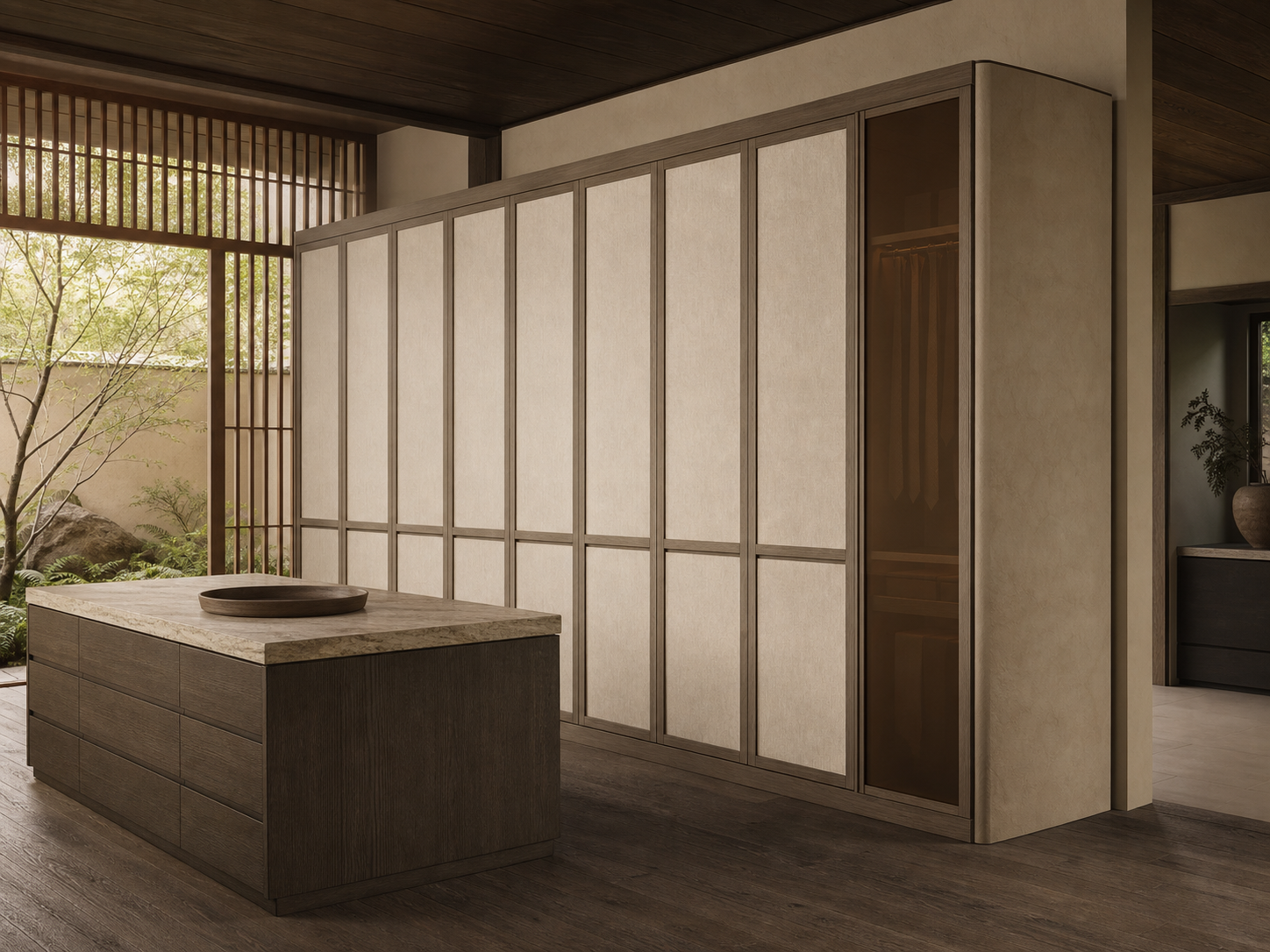 Suite de Armario Voyage con Pórtico de Corbata en Vidrio Silla de Montar perspectiva interior