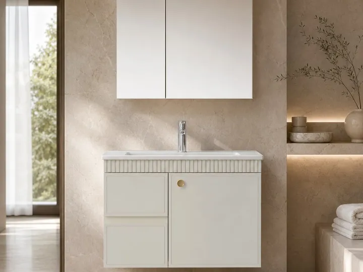 Mueble de baño con lavabo y armario de espejo en tablero ecológico 800×485×500 mm