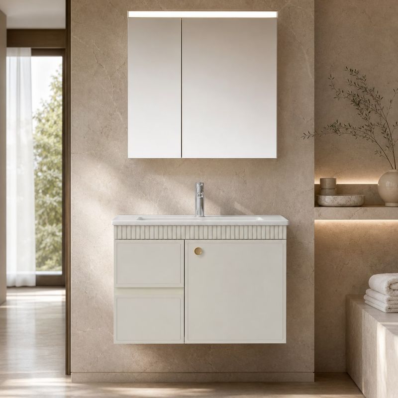 Bathroom Vanity Cabinet (Solid wood) styled in a FADIOR HOME interior setting