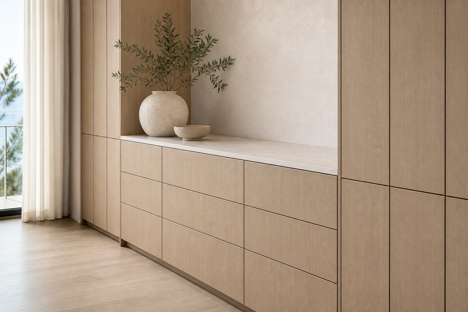 Fadior Cru Wine Cabinet Suite with Suspended Cellar Lantern — close-up of stainless steel finish and hardware detail