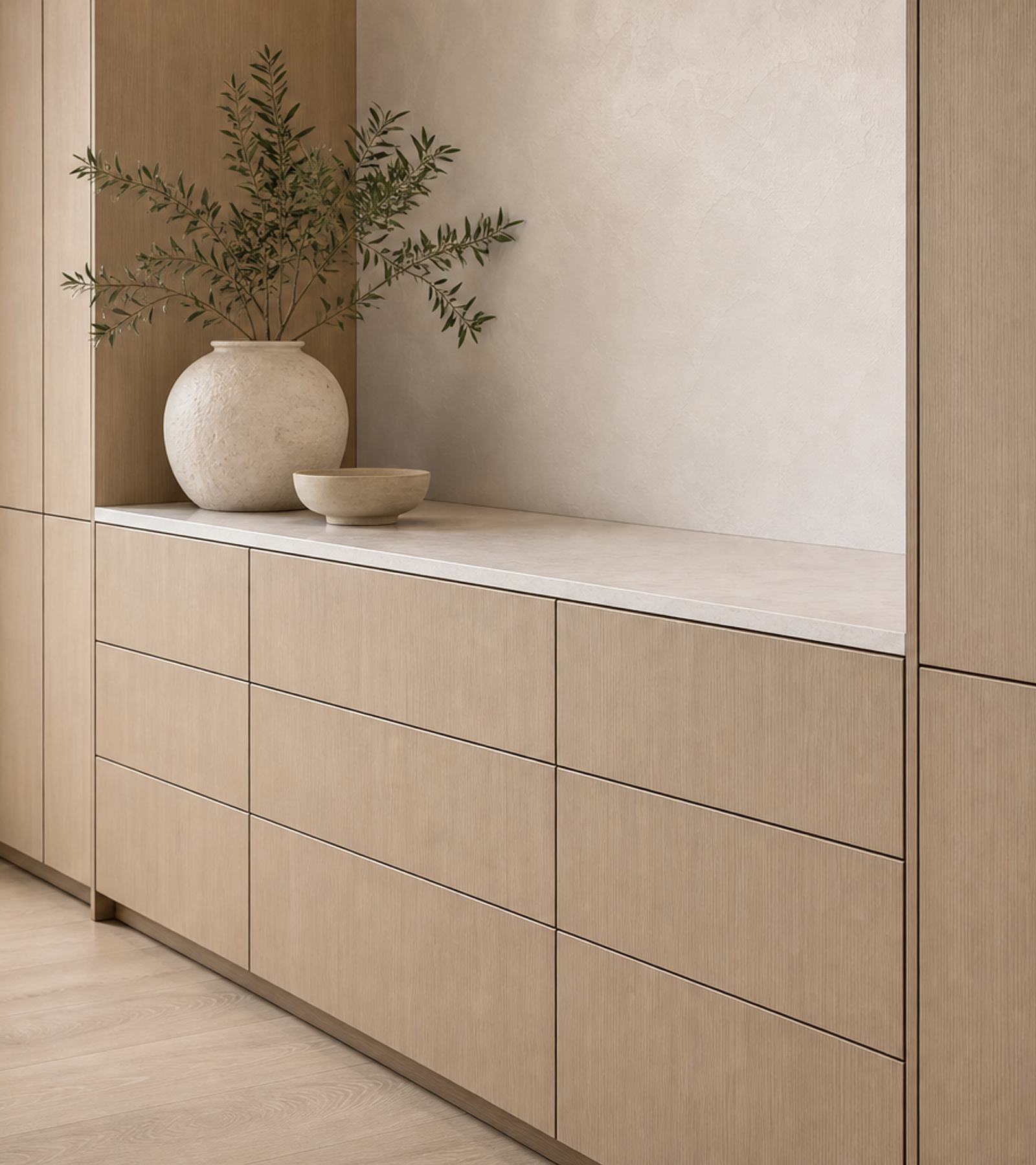 Fadior Cru Wine Cabinet Suite with Suspended Cellar Lantern — close-up of stainless steel finish and hardware detail