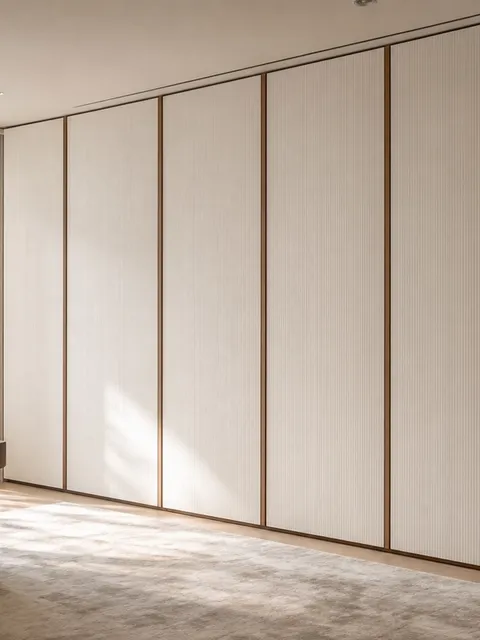 Fadior Voyage Wardrobe Suite with Pearl Ribbed Dressing Bay — 304 stainless steel wardrobe system, front view