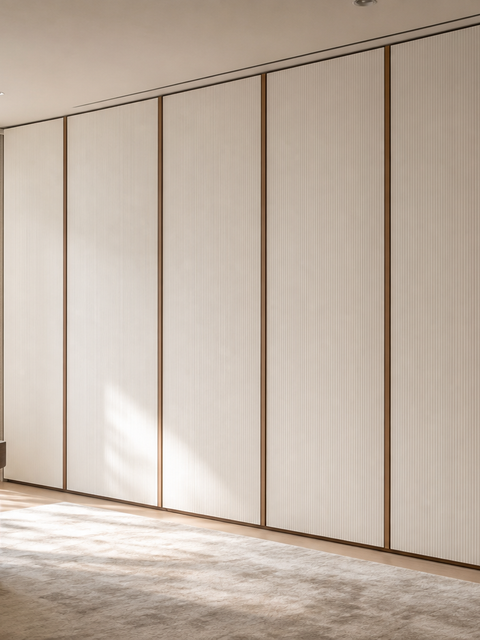 Fadior Voyage Wardrobe Suite with Pearl Ribbed Dressing Bay — 304 stainless steel wardrobe system, front view