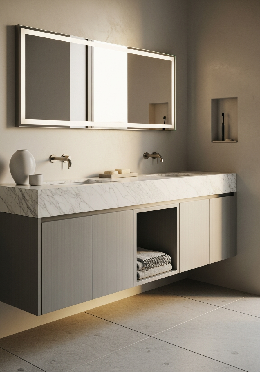 Fadior Acqua Bath and Vanity Suite — interior room context showing cabinet integration
