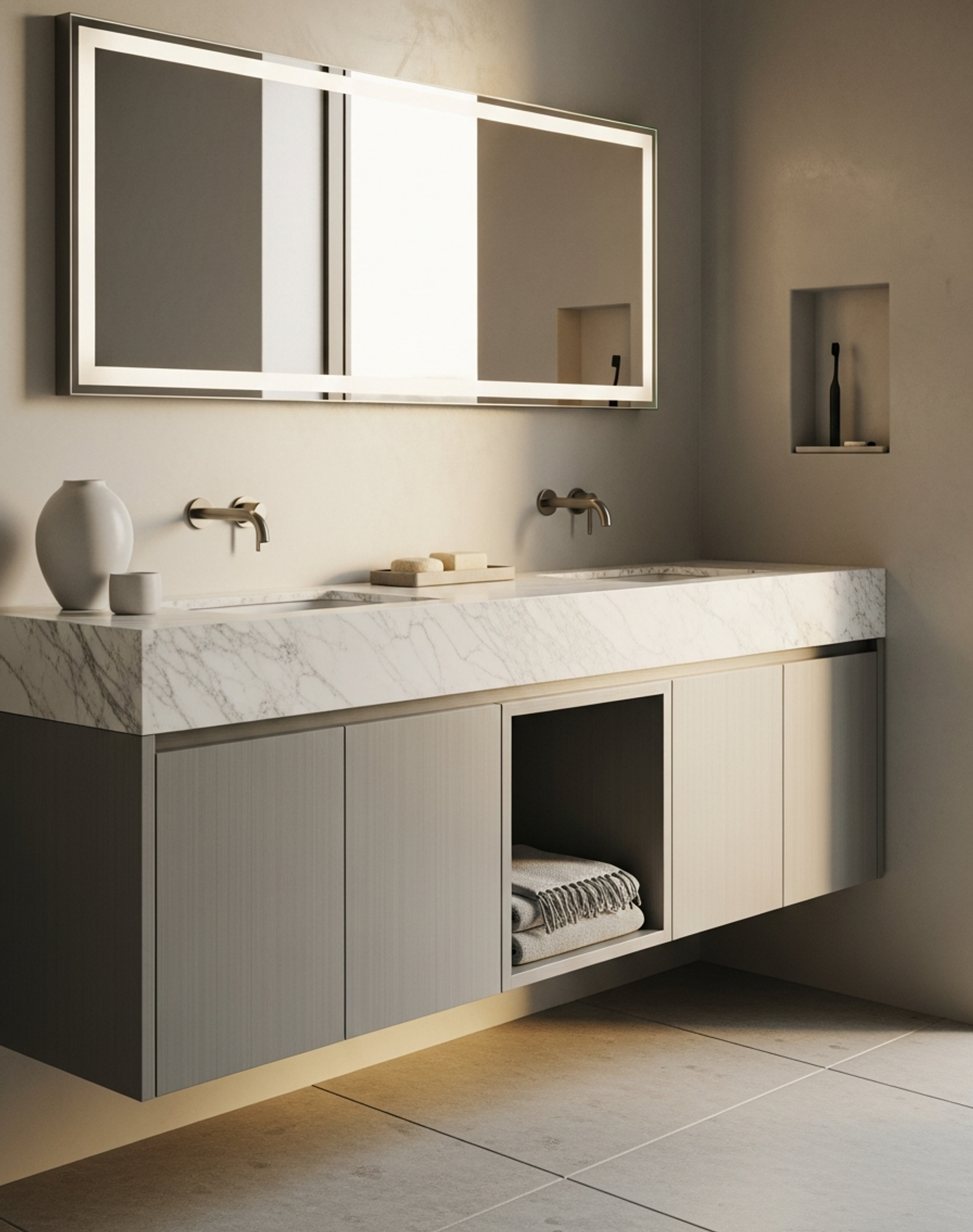 Fadior Acqua Bath and Vanity Suite — interior room context showing cabinet integration