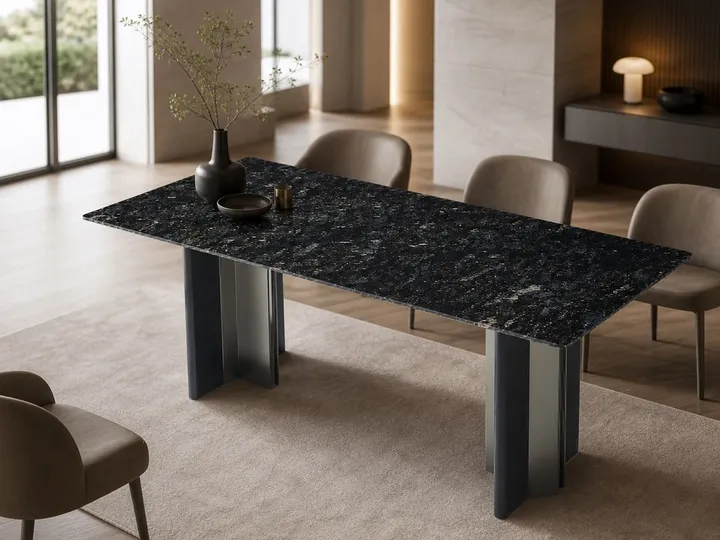 Mesa de comedor de mármol con hoja plisada 140×80 cm