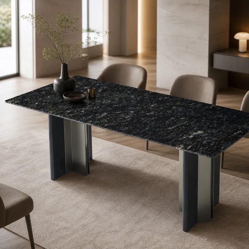 Pleated-Blade Marble Dining Table 140×80 cm