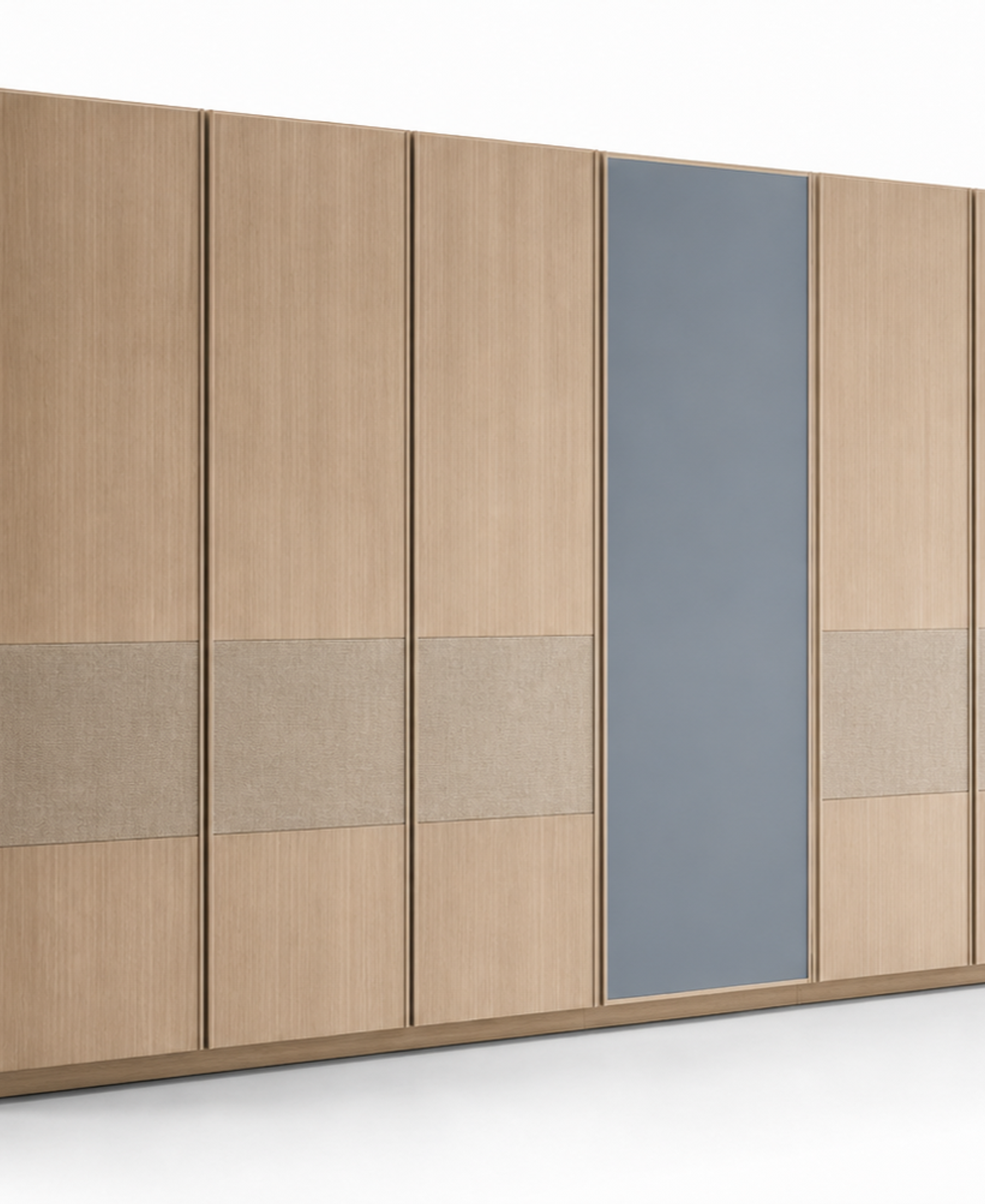 Fadior Onyx Wardrobe Suite with Misty Blue Dressing Alcove — 304 stainless steel wardrobe system, front view