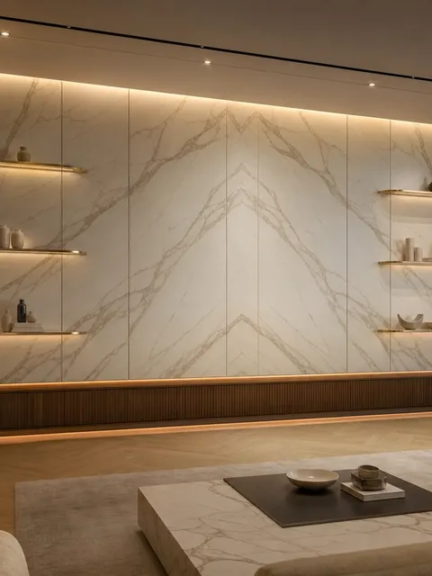Suite de Salón Zenith con Repisa Acústica de Teak FSC