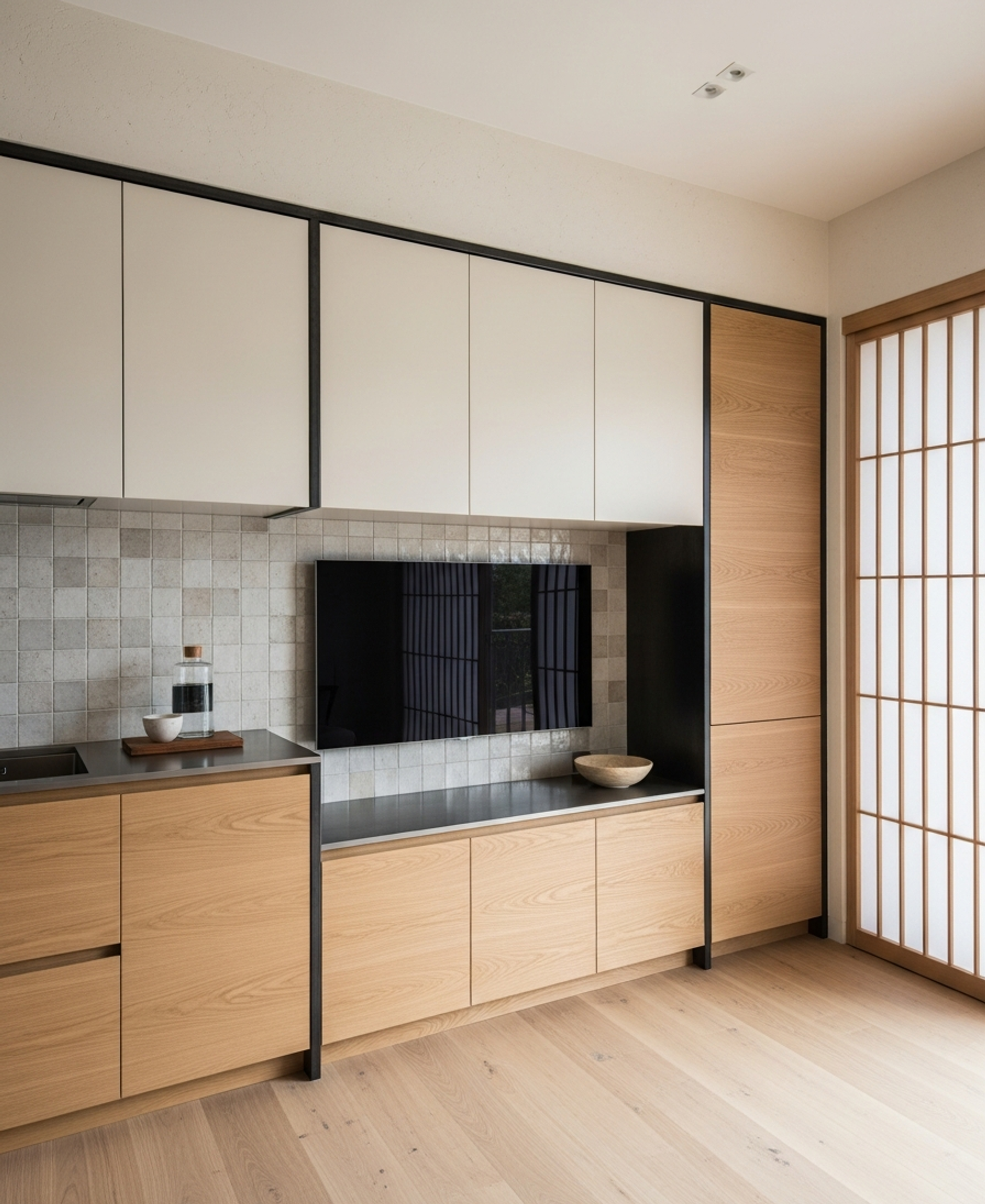 Fadior Essence TV Cabinet Solution — 304 stainless steel living room system, front view