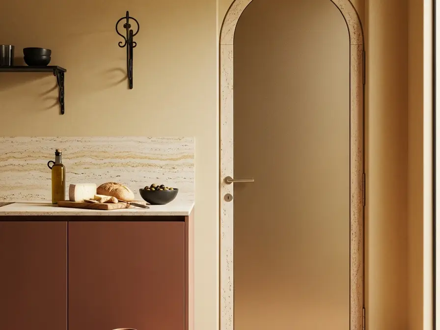 Fadior Silhouette Interior Door Suite - full-height stainless steel interior door with concealed frame, quiet hardware, and matching wall panel continuity