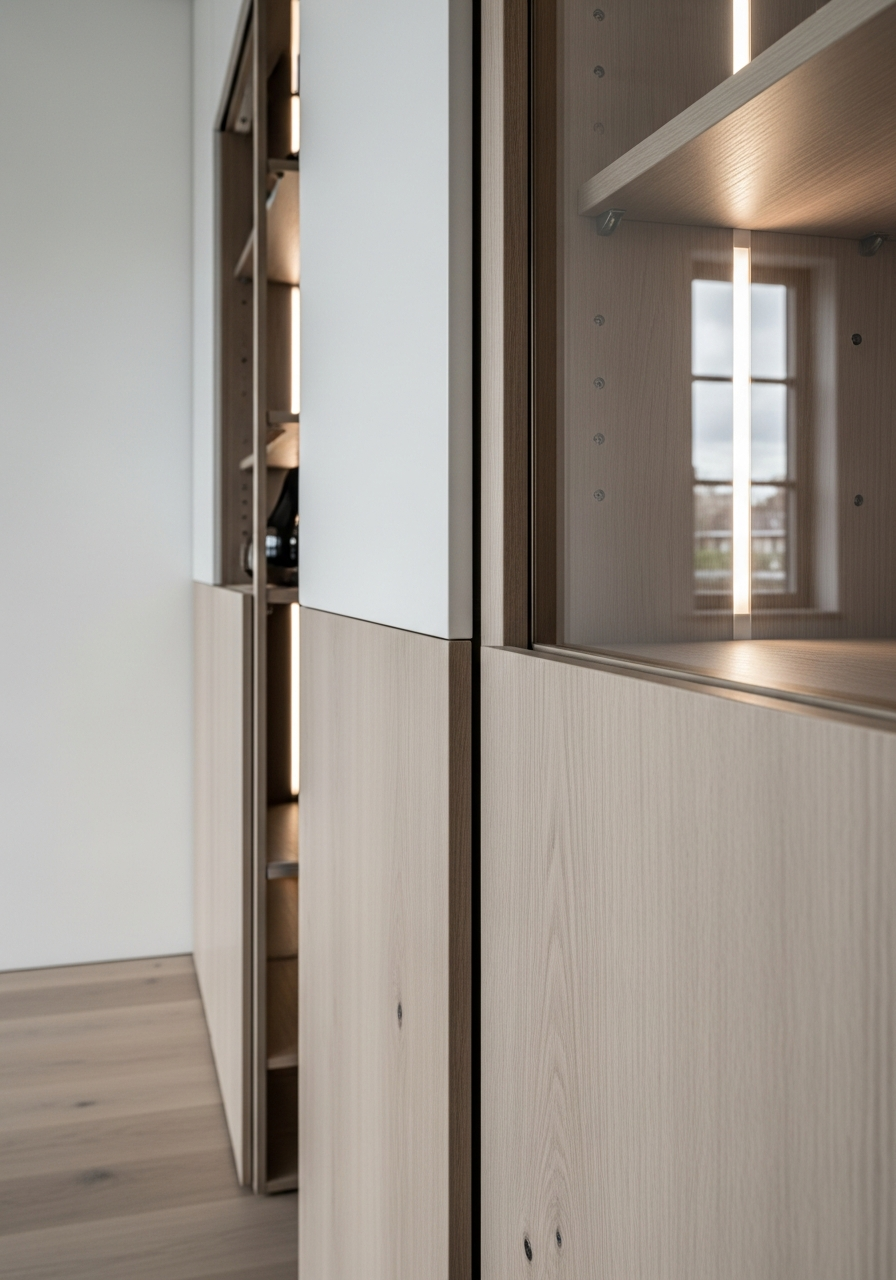 Fadior Lumiere Wardrobe Suite — close-up of stainless steel finish and hardware detail