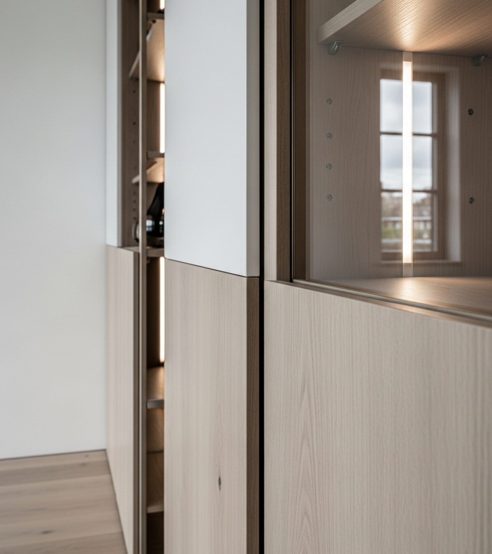 Fadior Lumiere Wardrobe Suite — close-up of stainless steel finish and hardware detail