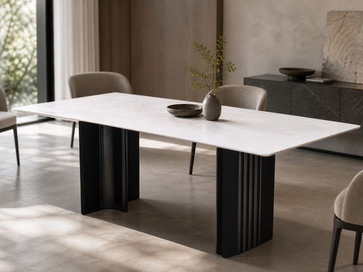 Stone-Top Marble Dining Table 140x80 styled in a FADIOR HOME interior setting