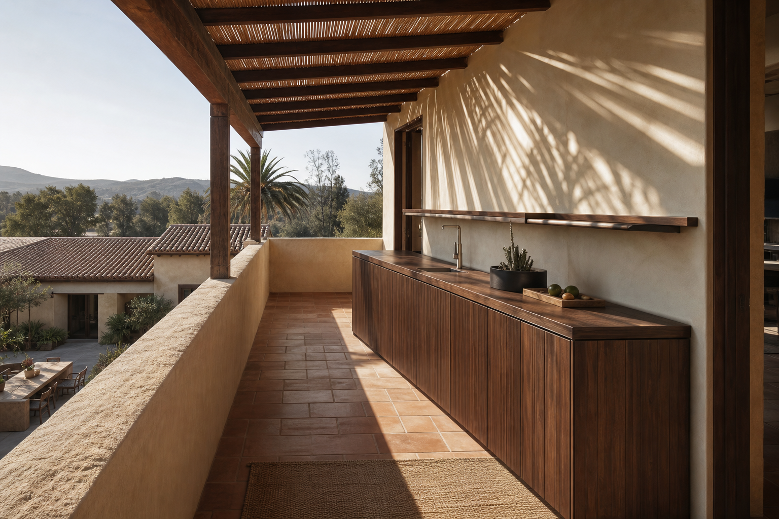 Fadior Dusk Balcony Suite with Canopy Tapline Aperitif Rail — interior room context showing cabinet integration