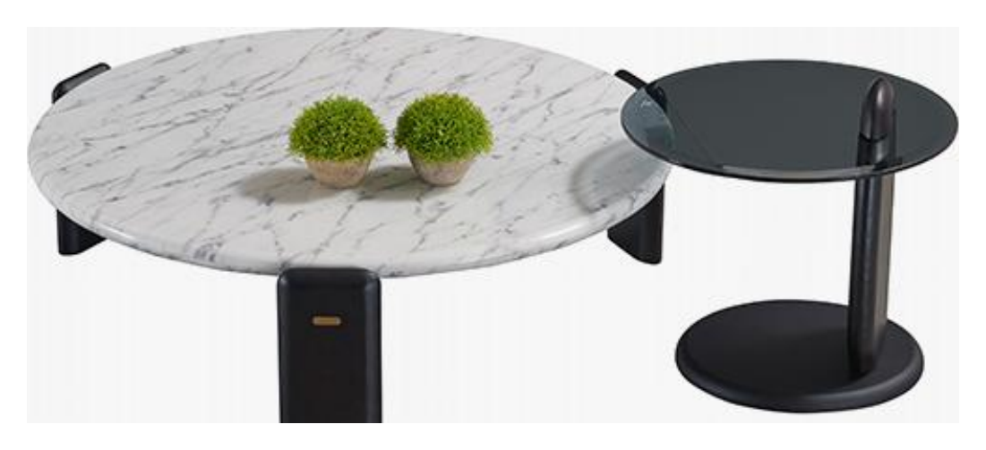 Mesa de centro con tapa de piedra φ500 × 470 vista del producto