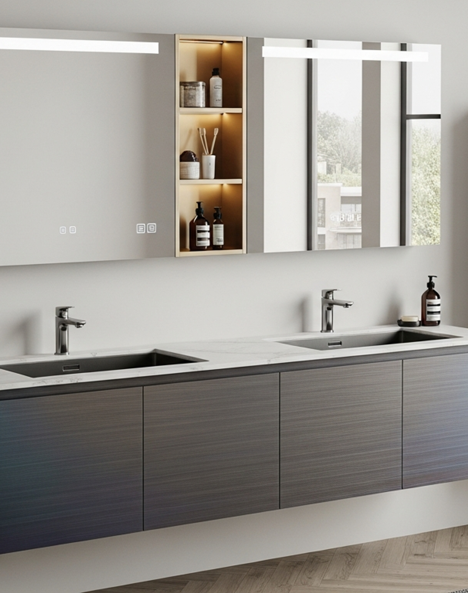Fadior Acqua Bath and Vanity Suite — lifestyle setting with natural light and residential styling