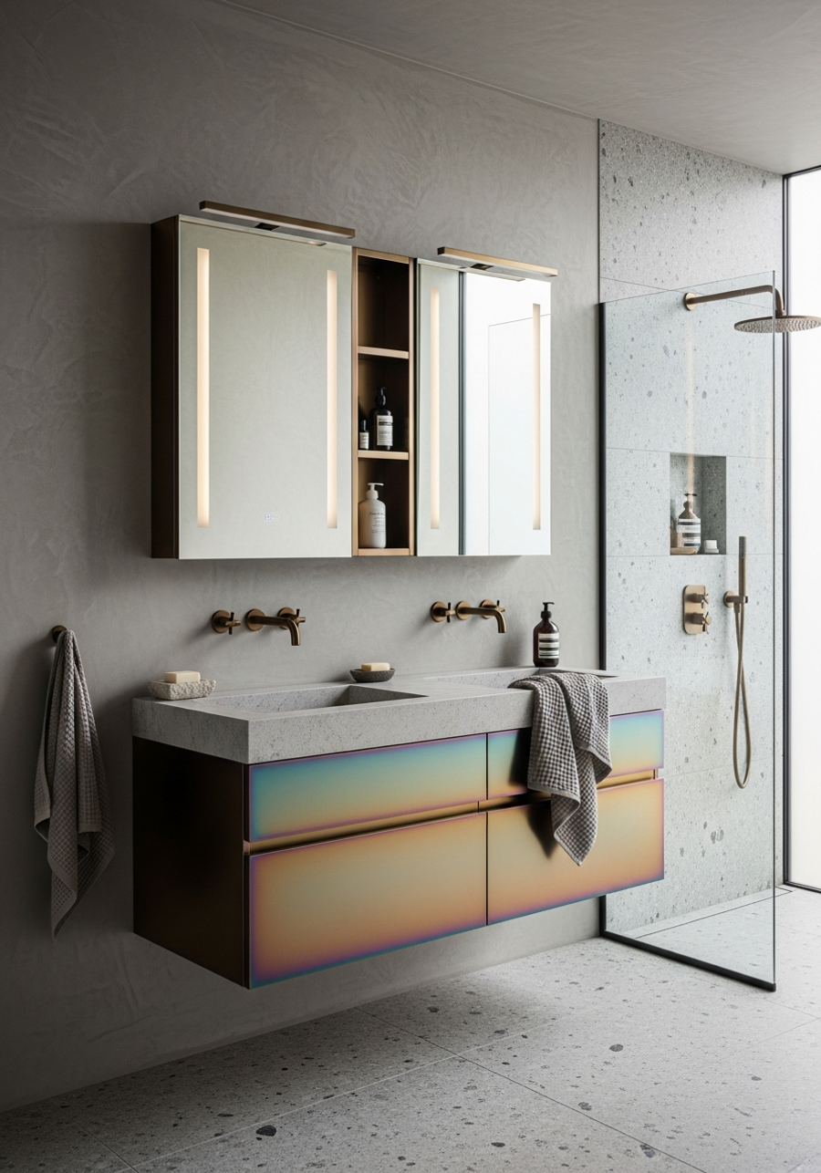 Fadior Acqua Monolith Vanity — 304 stainless steel bath and vanity system, front view