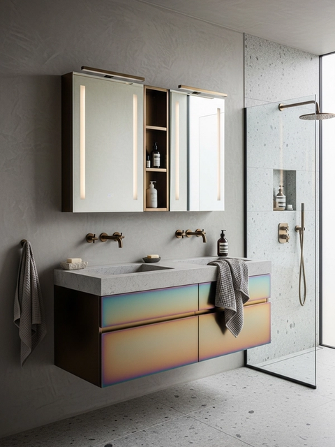 Fadior Acqua Monolith Vanity — 304 stainless steel bath and vanity system, front view