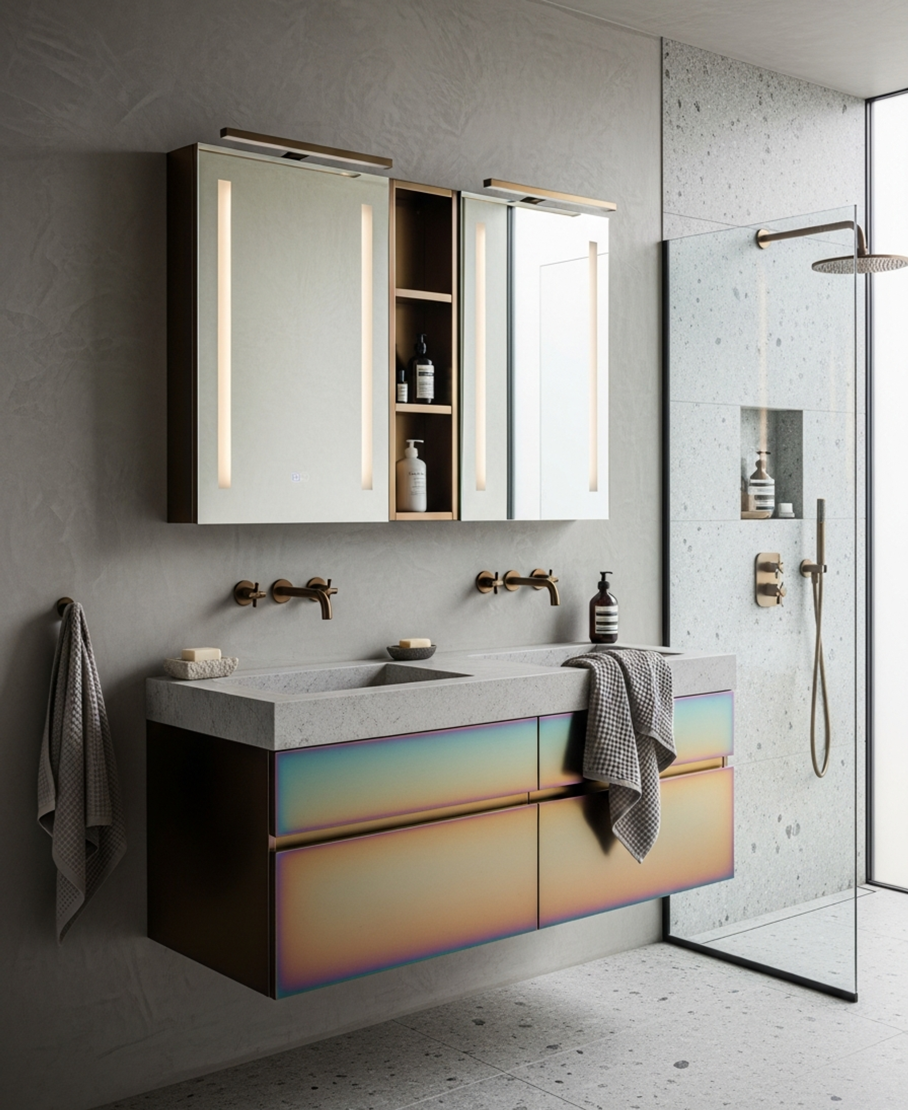 Fadior Acqua Monolith Vanity — 304 stainless steel bath and vanity system, front view