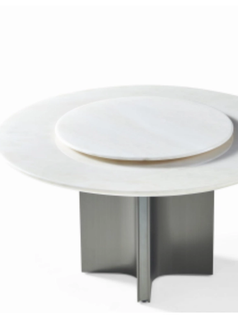 Stone-Top Marble Dining Table φ135+φ90 转盘 product photo for FADIOR HOME shop