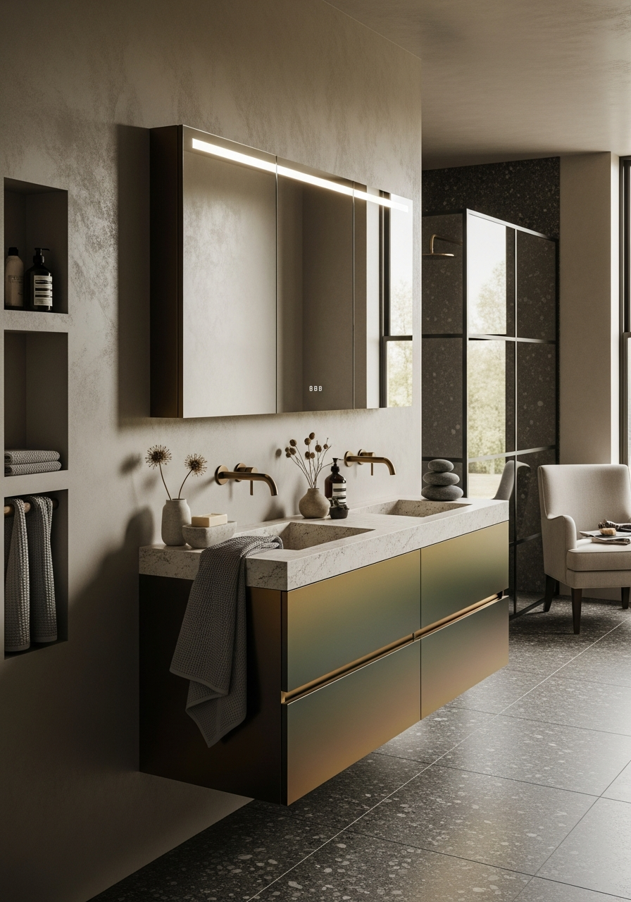 Fadior Acqua Monolith Vanity — interior room context showing cabinet integration