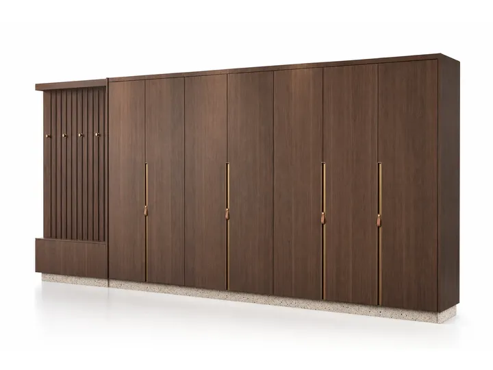 Fadior Eclipse Wardrobe Suite with Shadow Rail Valet Wall — 304 stainless steel wardrobe system, front view