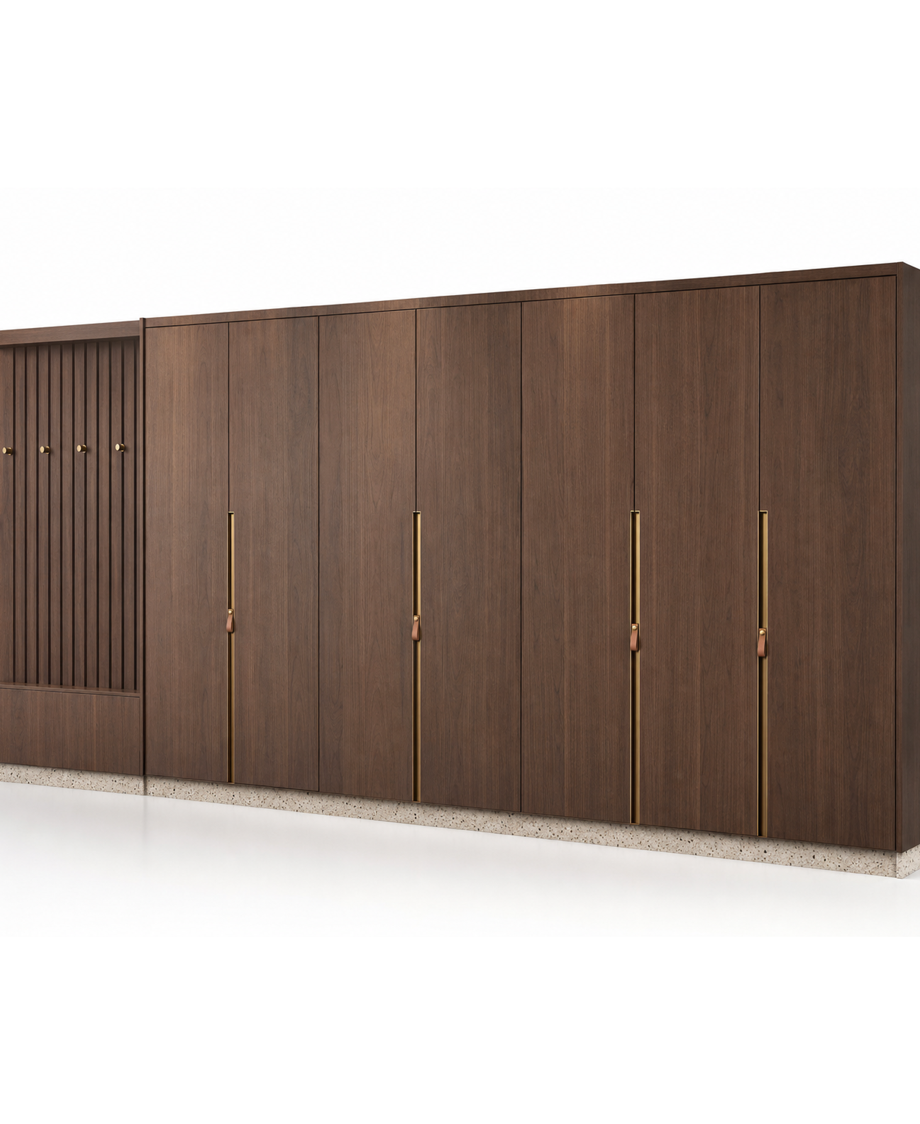 Fadior Eclipse Wardrobe Suite with Shadow Rail Valet Wall — 304 stainless steel wardrobe system, front view