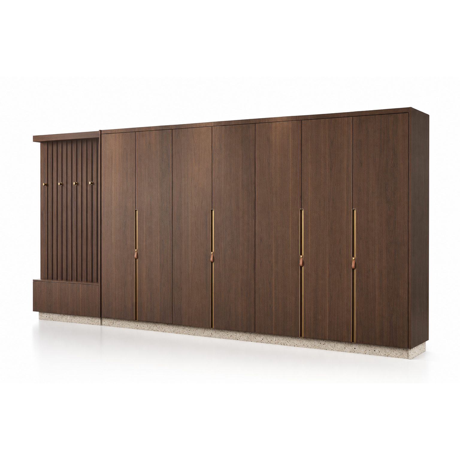 Fadior Eclipse Wardrobe Suite with Shadow Rail Valet Wall — 304 stainless steel wardrobe system, front view
