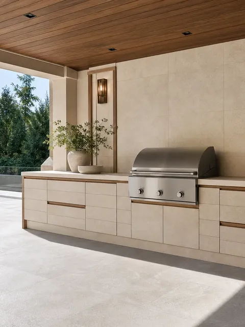 Suite de Cocina Exterior Horizon con Cinta de Pabellón de Piedra Caliza