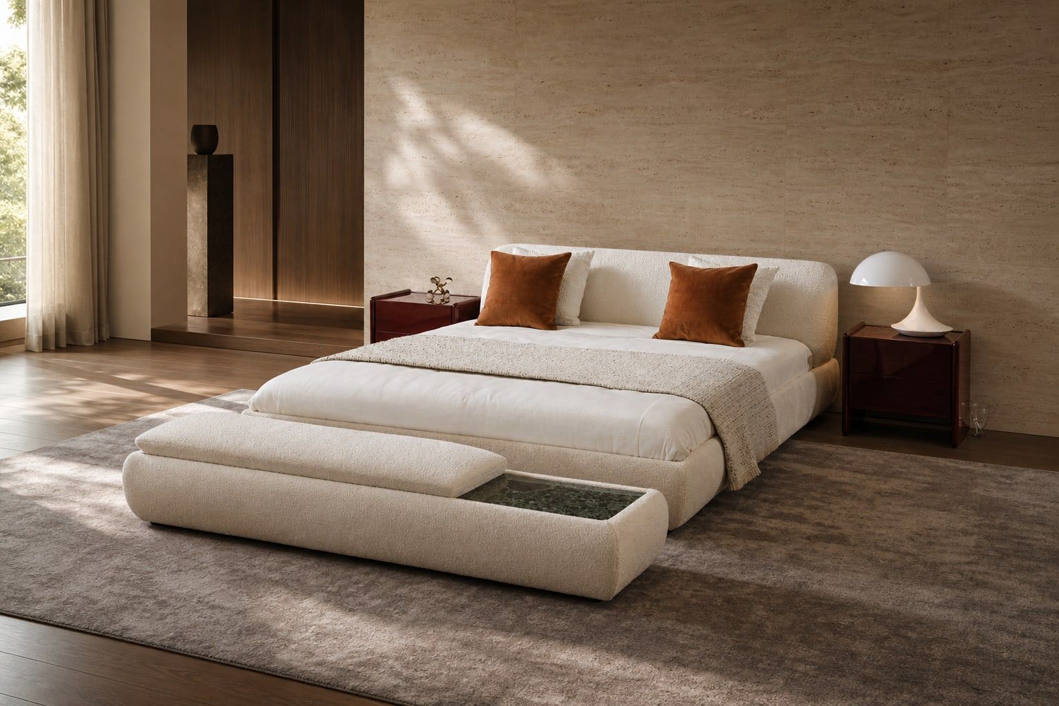 Upholstered Bed (Premium fabric) styled in a FADIOR HOME interior setting