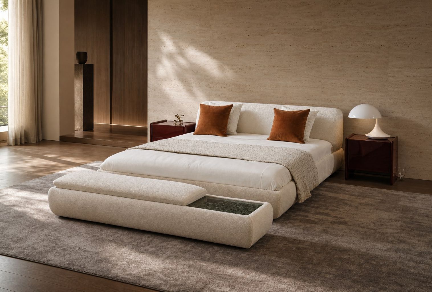 Upholstered Bed styled in a FADIOR HOME interior setting