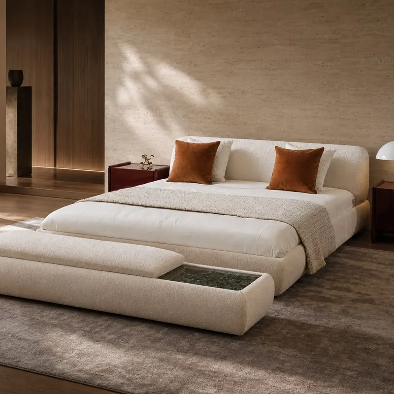 Rolled-Edge Curved Fabric Bed