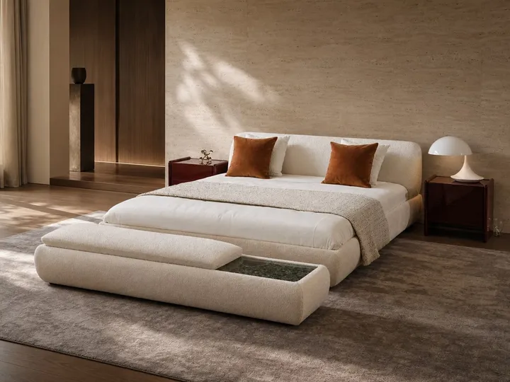 Cama de Tela Curva con Borde Enrollado