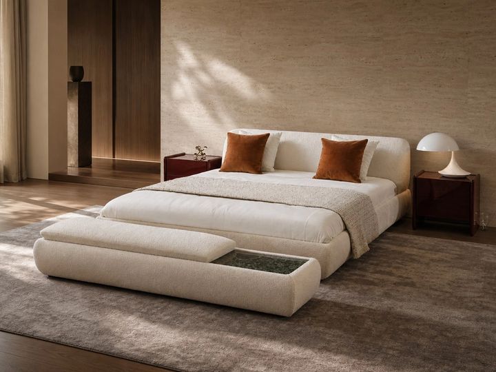 Upholstered Bed styled in a FADIOR HOME interior setting