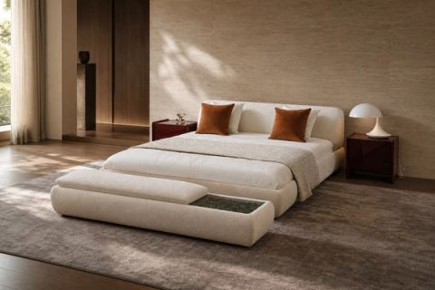 Upholstered Bed styled in a FADIOR HOME interior setting