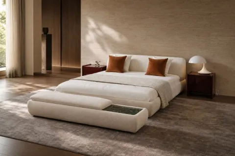 Rolled-Edge Curved Fabric Bed