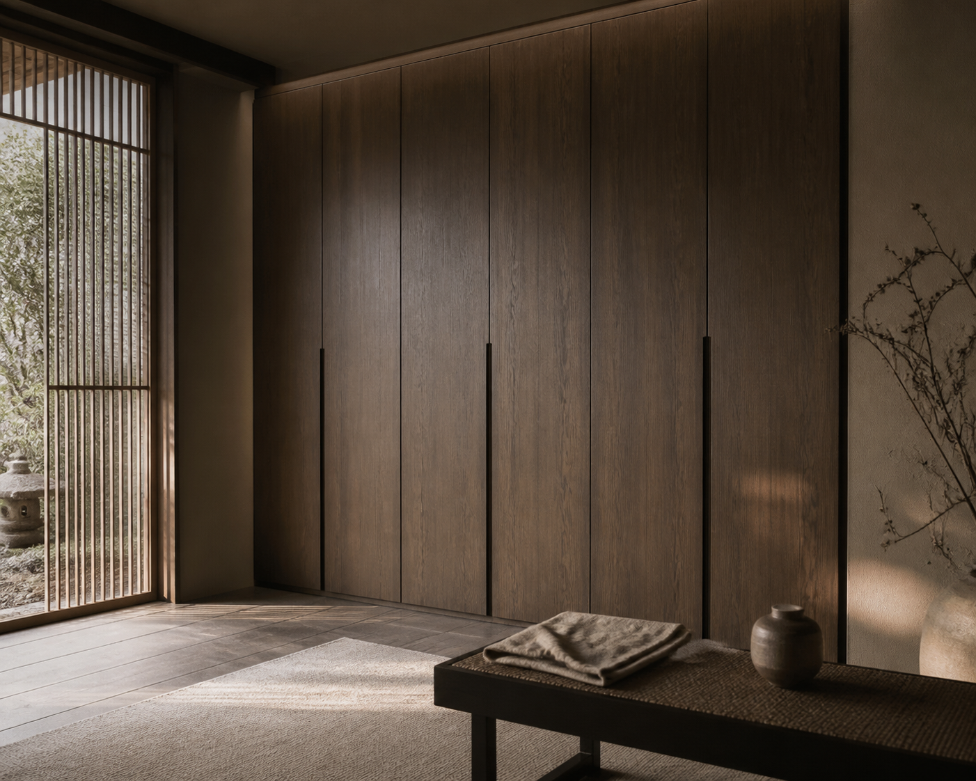 Suite de vestidor Resonance con galería de cierre guiado estudio de adaptación